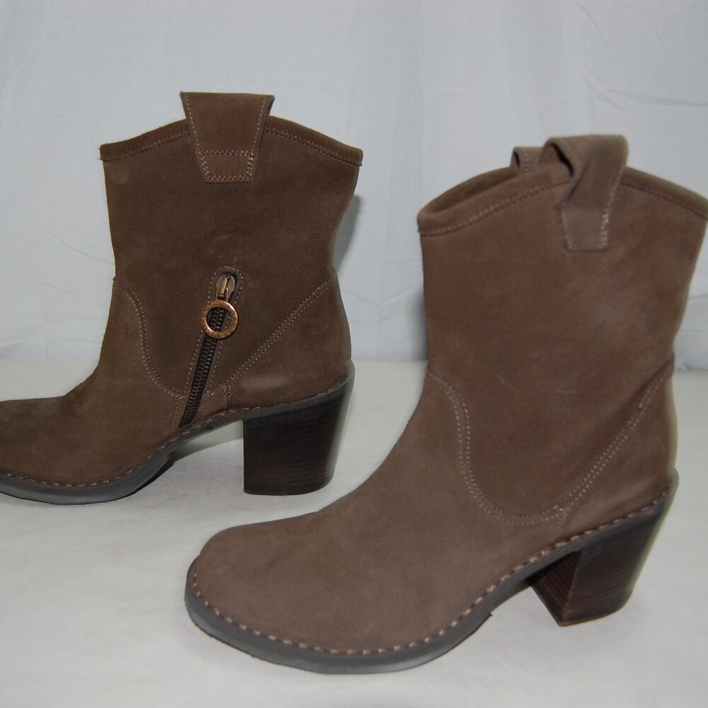 $385❤️36 us6 Fiorentini+Baker Khaki Suede Leather moto Biker Riding Ankle boots